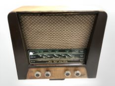A vintage Marconi valve radio, width 42 cm.