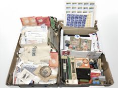 Assorted 20th century stamps and other philatelic materials, stamp watermark detector, etc.