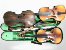Three various violins,