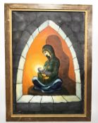 Danish School : Mother and child in an archway, oil on canvas, 69 cm x 99 cm.