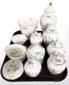 A collection of Aynsley Wild Tudor porcelain including lidded jars, planter, shallow dishes, etc.