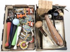 Miscellaneous wares including decorative eastern painted masks, coloured candle holders,