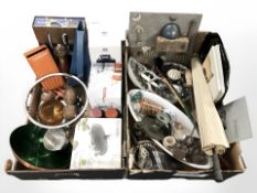 A group of Scandinavian homewares, earthenware plaque, EPNS items, parasol, etc.