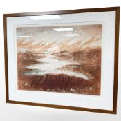Danish School : Mountainous landscape, limited edition colour print, indistinctly signed,