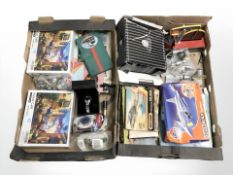 A group of jigsaw puzzles, Airfix and matchbox die cast models, model engine components,