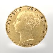 A Queen Victoria 1878 gold full sovereign (Shield Back)