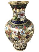 A 20th century Chinese cloisonne enameled vase, height 19.5 cm.