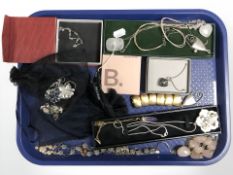 A group of costume and silver jewellery, Danish pilgrim floral necklace, rose quartz necklace,