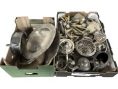 EPNS and pewter wares including salvers, rose bowl, cruet stand, cutlery, etc.