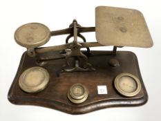 A set of Victorian postal scales, width 19 cm.