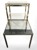 Two brass and glass coffee tables,