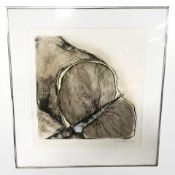 After B Kaalund : Knife cutting through meat, colour lithograph numbered 12 of 50,