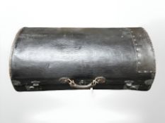 An early 20th century oval leather trunk, width 71 cm.