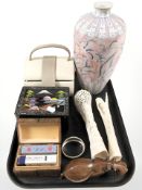 A Chinese porcelain vase, a Japanese lacquered jewellery box, plus another modern example,