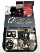 Assorted jewellery including a gold plated full hunter pocket watch, gents rotary wristwatches,