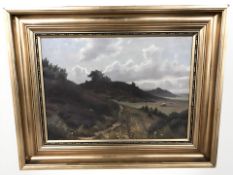 Continental School : Sheep in an upland landscape, oil on canvas, 33 cm x 46 cm,