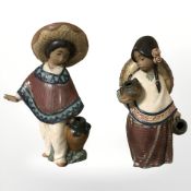 Two Lladro figures, Pepita with hat No. 12140 and Pedro with jug No.