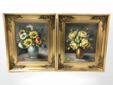 Continental School : A pair of still life studies, indistinctly signed, each 29 cm x 22 cm.