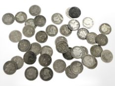 Forty Victorian 0.925 silver one shilling coins CONDITION REPORT: 215.8g.