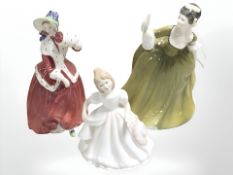 Three Royal Doulton figures, 'Simone' HN2378, 'Christmas Morn' HN1992 and 'Amanda' HN2996.