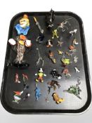 A collection of Murano miniature glass figurines and a further clown.