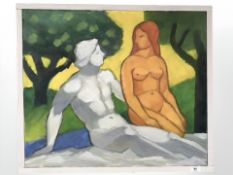 Danish School : Study of Adam and Eve, oil on canvas, 68 cm x 58 cm.