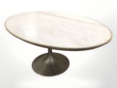 A Barker & Stonehouse marble inset oval dining table, 180 cm x 110 cm 76 cm,