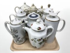 Nine porcelain tea and coffee pots including Coalport etc