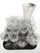 A group of Stuart crystal wine glasses, un-marked crystal vase,
