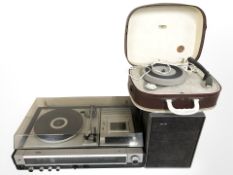 A Philips three band stereo combination music system with pair speakers and Fidelity portable