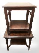 A Stag lamp table and a further inlaid mahogany table.