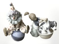 A Lladro figure of a Girl washing a dog number 5455,