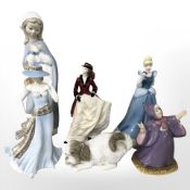 Six various figurines including Nao, Royal Worcester,