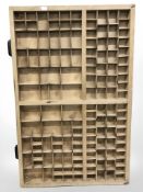 A printer's type tray, 83 cm x 53 cm.