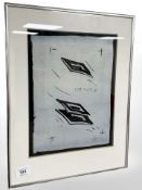 A continental print depicting books, signed in pencil, 24 cm x 30 cm.