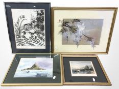 A 20th century watercolour depicting Lindisfarne,