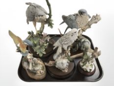 Five bird ornaments including Country Artist's