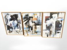 Three Danish abstract colour prints, each 54 cm x 72 cm.