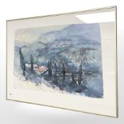 Danish School : Colour print depicting a valley, 71 cm x 53 cm.