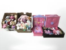 A collection of Build A Bear bears and accessories