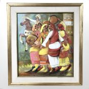 Oriental school : Women in traditional dress, oil on canvas,