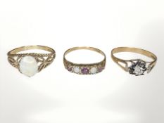 Three 9ct gold gem set rings CONDITION REPORT: 5g gross