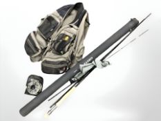 A Greys GRXi 10' three piece rod with cloth slip and carry tube,