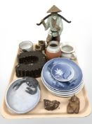 An Oriental figure of a fisherman, Royal Copenhagen plates,