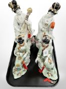 Two pairs of contemporary oriental Geisha figures,