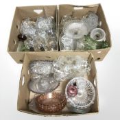 A large quantity of 20th century glass wares including drinking glasses, bowls, vases, decanter,