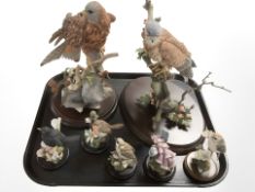 Seven Country Artist's bird ornaments