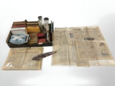 A quantity of vintage books, drinking glasses, cigar box, transfer printed tureen,
