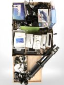 Assorted home electricals, pair of binoculars, Techincs hifi system,