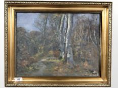 Carl Rogekon : Study of trees, oil on canvas, 42 cm x 31 cm.